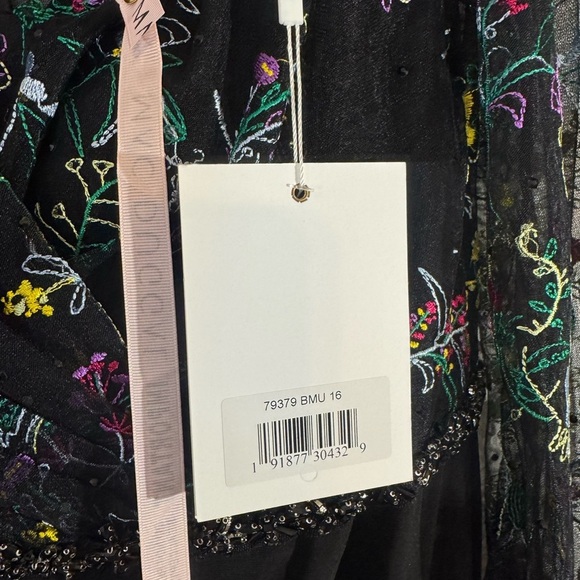 Bishop Sleeve V-neckline Wrap Over Torso Column Dress by Mac Duggal NWT - Picture 6 of 8